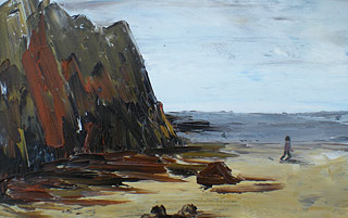 Cliff and Beach Painting by Artist Anne Haigh