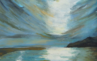 Sunset at Bigbury Painting by Devon Artist Anne Haigh