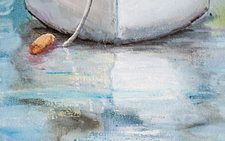 Moorings Seascape Painting by Anne Haigh