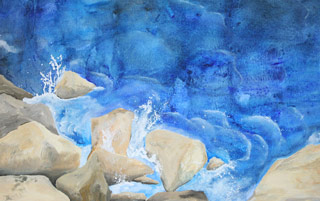Rocks near Bolt Head Painting by Artist Anne Haigh
