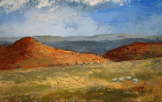 Sheep on the Moor Painting by Devon Artist Anne Haigh