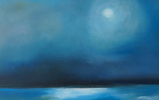 Moon through the Mist Painting by Devon Artist Anne Haigh