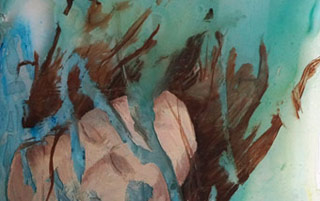 Swimming underwater #1 Painting by Devon Artist Anne Haigh