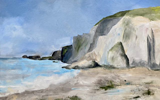 Oil painting of Aymers Cove in Devon