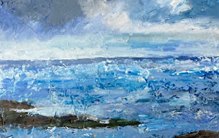 Tides In Seascape Painting by Annie Haigh